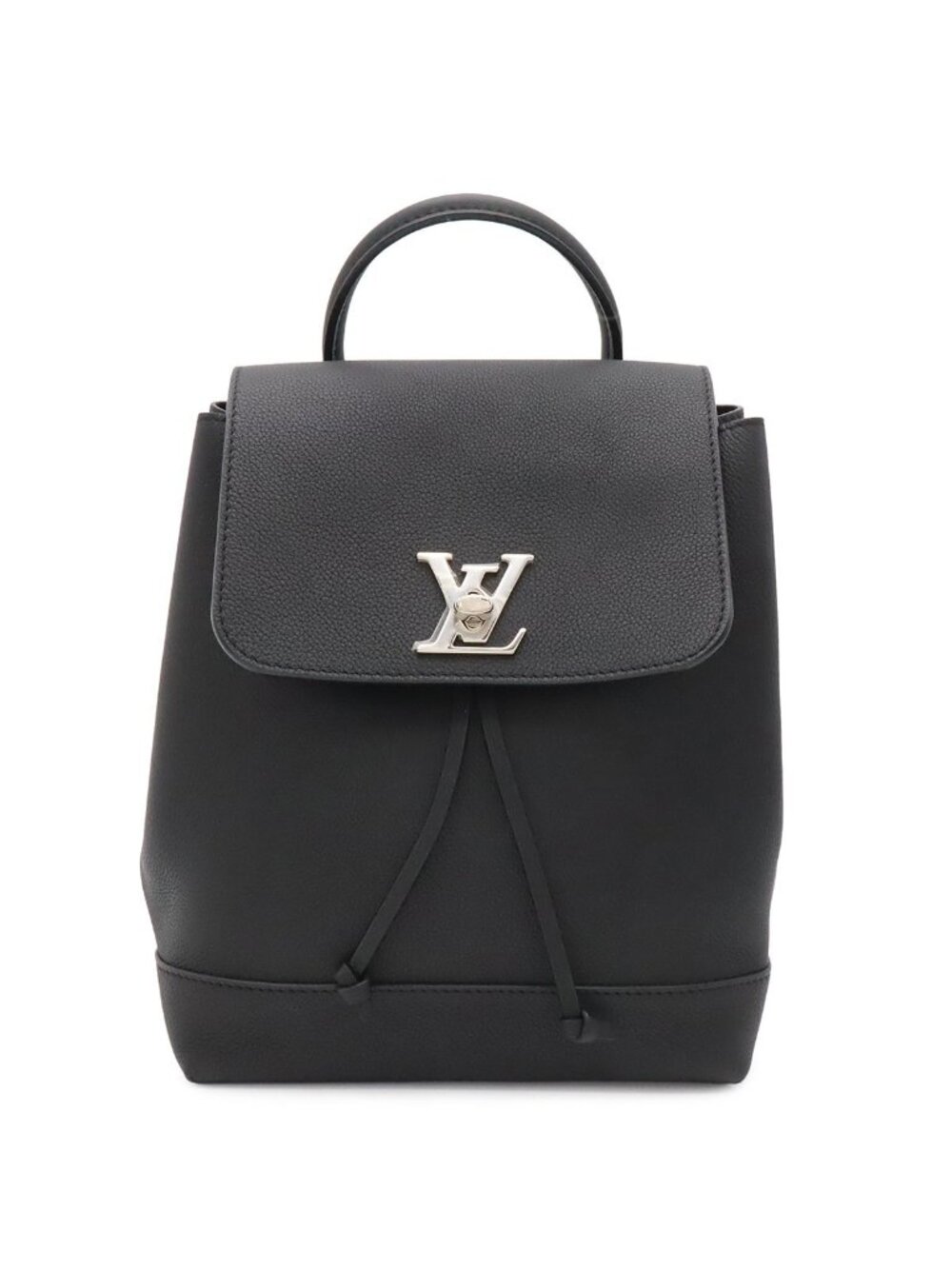 Louis Vuitton Lockme Backpack Turnlock Calfskin Noir Black Silver
